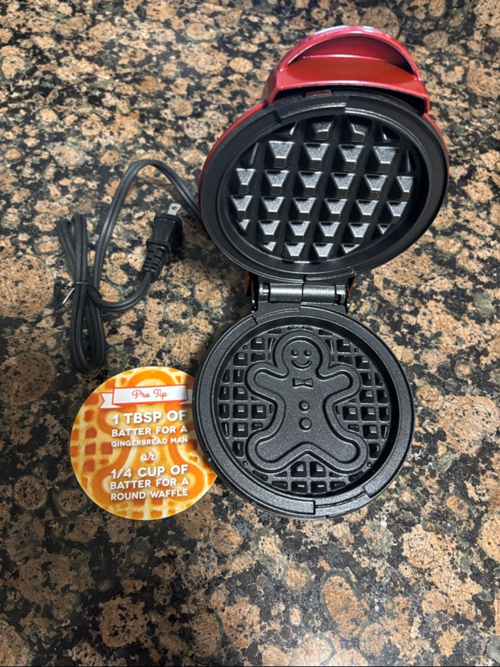 Ash Red Gingerbread Man Mini Waffle Maker